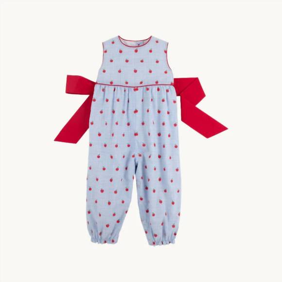 NEW THE BEAUFORT BONNET COMPANY girl's sleeveless rebecca romper in blue/red